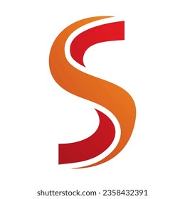 Orangefarbener und roter, verglaster Letter S Symbol auf weißem Hintergrund