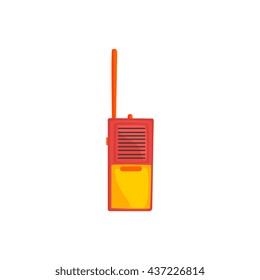 Orange And Red Walkie-Talkie Flat Simplified Colorful Vector Illustration Isolated On White Background