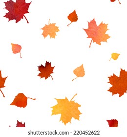 Orange red yellow autumn birck and maple leaves fall vector seam