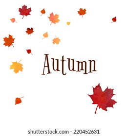 Orange red yellow autumn birck and maple leaves fall vector background