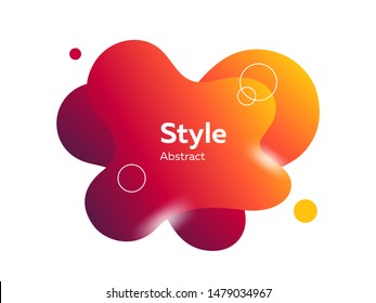 Orange, red and yellow fluid splashes. Gradient colors, flowing liquid, circles, overlays. Vector illustration for banner, poster, logo, brochure design