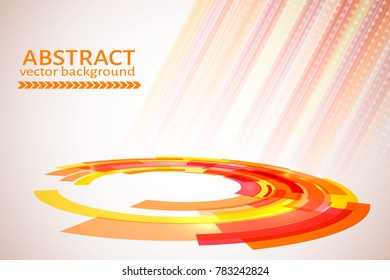 Orange, red and yellow technology abstract circle background.  Vector illustration. Easy to edit design template for your business projects. 
