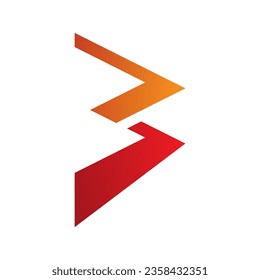 Orange und Red Zigzag Shaped Letter B Symbol auf weißem Hintergrund