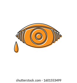 Orange Reddish eye due to viral, bacterial or allergic conjunctivitis icon isolated on white background.  Vector Illustration