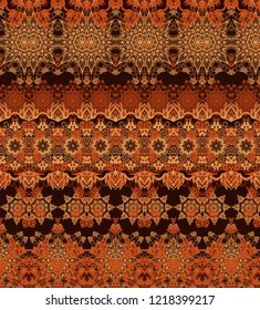 Orange - redornamental laced vector texture, seamless ornament, oriental style