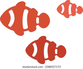 Orange reef clown fish icon vector illustration