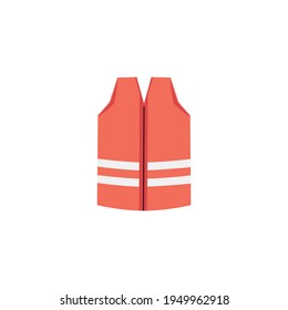 Orange reflective safety vest cartoon icon, flat vector illustration isolated.