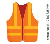 Orange reflective safety vest isolated on white background, providing high visibility and protection for workers in hazardous environments