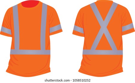 Orange reflective t shirt. vector illustration 