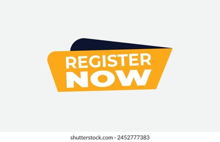 orange register now speaker Modern registration sign. Vector illustration