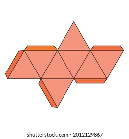 orange regular octahedron net vector illustration