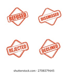 Orange rejeitado recusado recusado distintivo definido em fundo branco.