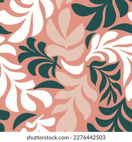 Orange Repeated Color Vintage Branch Textile Wallpaper. Bright Seamless Summer Organic Palm Artwork Background. White Continuous Floral Flora Flower Texture.