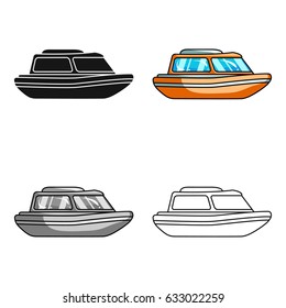 Orange Rescue Boat.Boat To Rescue The Drowning Persons.Ship And Water Transport Single Icon In Cartoon Style Vector Symbol Stock Illustration.