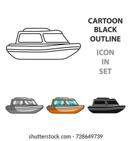 Orange Rescue Boat.Boat To Rescue The Drowning Persons.Ship And Water Transport Single Icon In Cartoon Style Vector Symbol Stock Illustration.