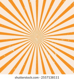 Orange Retro background with rays or stripes. Sunburst or sun burst retro background. Wide Star burst abstract backdrop. EPS10 Vector illustration