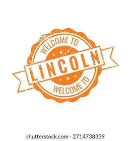Texto de sello angustiado retro naranja Bienvenido al Anuncio de la cinta de Lincoln