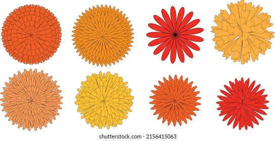 Vector aislado de flores retro naranja 