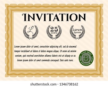 Orange Retro invitation. Artistry design. Customizable, Easy to edit and change colors. With background. 