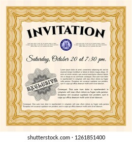 Orange Retro invitation. With background. Customizable, Easy to edit and change colors. Nice design. 