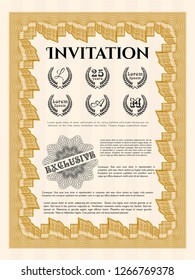 Orange Retro invitation. With background. Customizable, Easy to edit and change colors. Cordial design. 