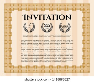 Orange Retro invitation. With background. Customizable, Easy to edit and change colors. Excellent design. 