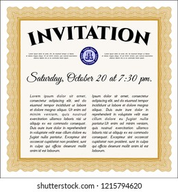 Orange Retro invitation. With background. Elegant design. Customizable, Easy to edit and change colors. 