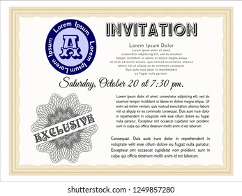 Orange Retro invitation. With background. Lovely design. Detailed. 