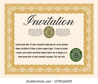 Orange Retro invitation. With background. Perfect design. Customizable, Easy to edit and change colors. 
