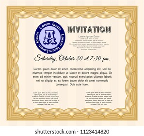 Orange Retro invitation. With background. Vector illustration. Retro design. 