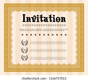 Orange Retro invitation. Beauty design. Detailed. With guilloche pattern. 