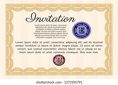 Orange Retro invitation. Complex background. Vector illustration. Superior design. 