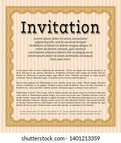 Orange Retro invitation. With complex background. Detailed. Excellent design. 