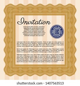 Orange Retro invitation. With complex background. Customizable, Easy to edit and change colors. Excellent design. 