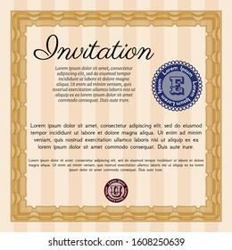 Orange Retro invitation. With complex background. Vector illustration. Perfect design. 