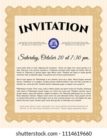 Orange Retro invitation. Customizable, Easy to edit and change colors. Complex background. Sophisticated design. 