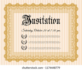 Orange Retro invitation. Customizable, Easy to edit and change colors. With background. Nice design. 