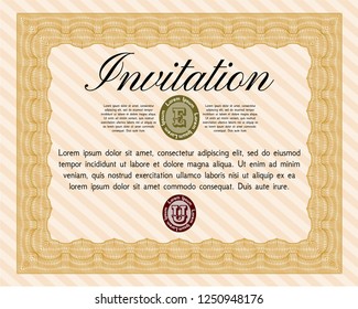 Orange Retro invitation. Customizable, Easy to edit and change colors. Complex background. Perfect design. 