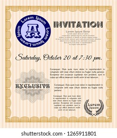 Orange Retro invitation. Customizable, Easy to edit and change colors. Easy to print. Money Pattern design. 