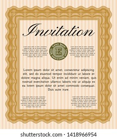 Orange Retro invitation. Retro design. With background. Detailed. 