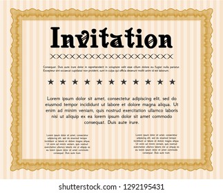 Orange Retro invitation. Retro design. Customizable, Easy to edit and change colors. With guilloche pattern. 