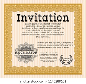 Orange Retro invitation. Retro design. With quality background. Vector illustration. 