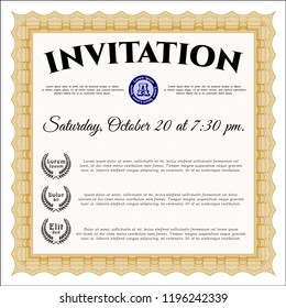 Orange Retro invitation. Detailed. Easy to print. Cordial design. 