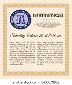 Orange Retro invitation. Detailed. With linear background. Elegant design. 