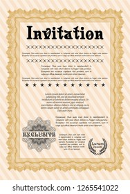 Orange Retro invitation. Easy to print. Customizable, Easy to edit and change colors. Elegant design. 