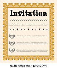 Orange Retro invitation. Easy to print. Nice design. Vector illustration. 