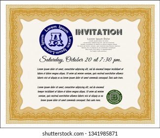 Orange Retro invitation. Easy to print. Detailed. Excellent design. 
