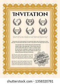Orange Retro invitation. Easy to print. Detailed. Lovely design. 