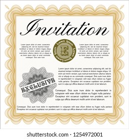 Orange Retro invitation. Elegant design. With quality background. Vector illustration. 