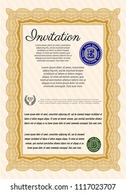 Orange Retro invitation. Good design. With linear background. Vector illustration. 